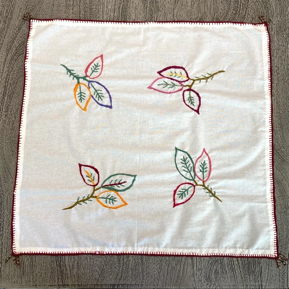 LAST CHANCE SALE! SET OF 2 Flowers Hand Embroidered Small Tablecloths